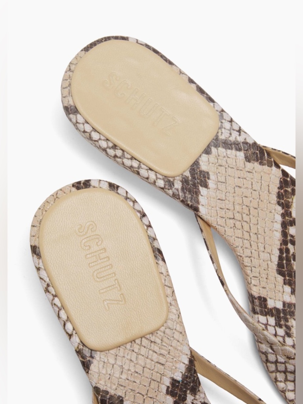 Schutz Carolyn Snake-Print Leather Sandals - Picture 6 of 6